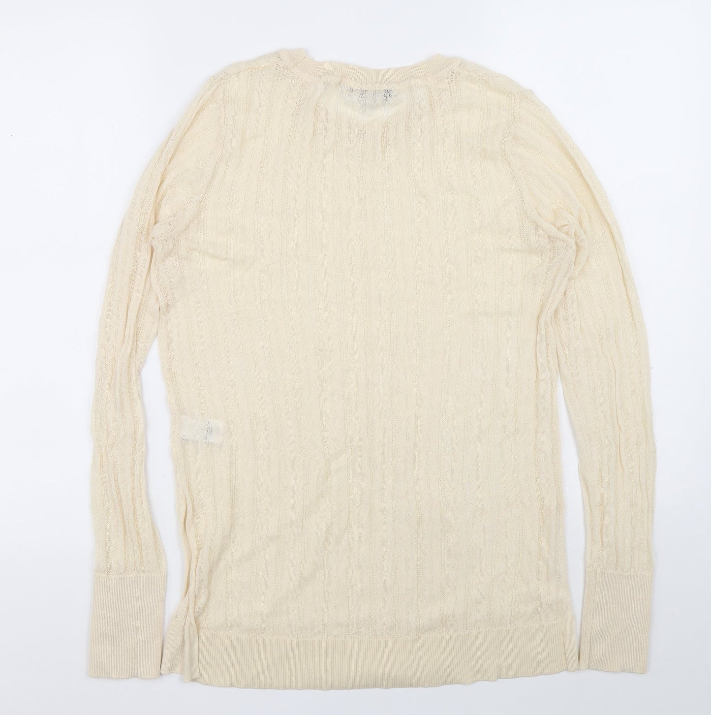 NEXT Womens Beige Round Neck Viscose Pullover Jumper Size 12