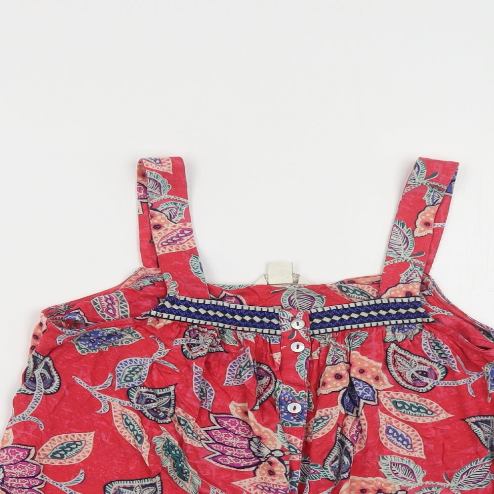 Monsoon Womens Red Paisley Viscose Basic Tank Size 8 Square Neck