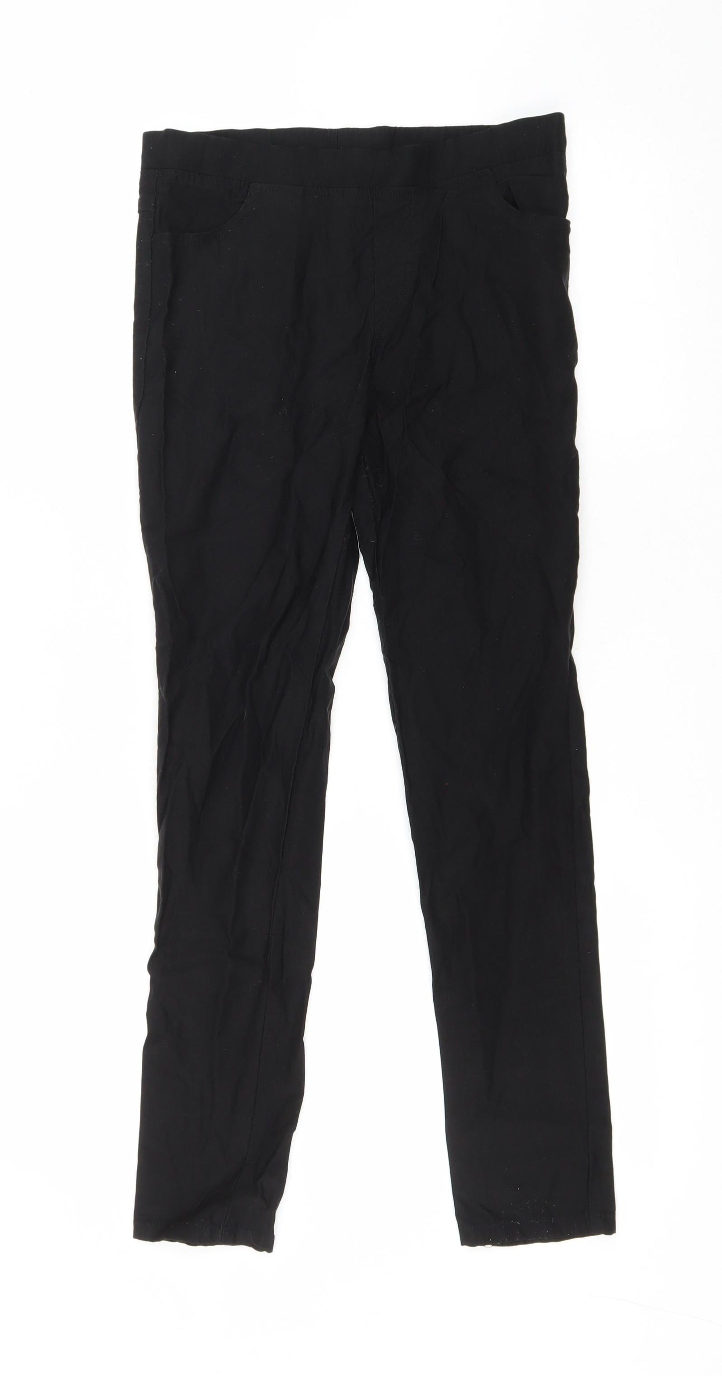 HEAS Womens Black Polyester Trousers Size L L28 in Regular Drawstring