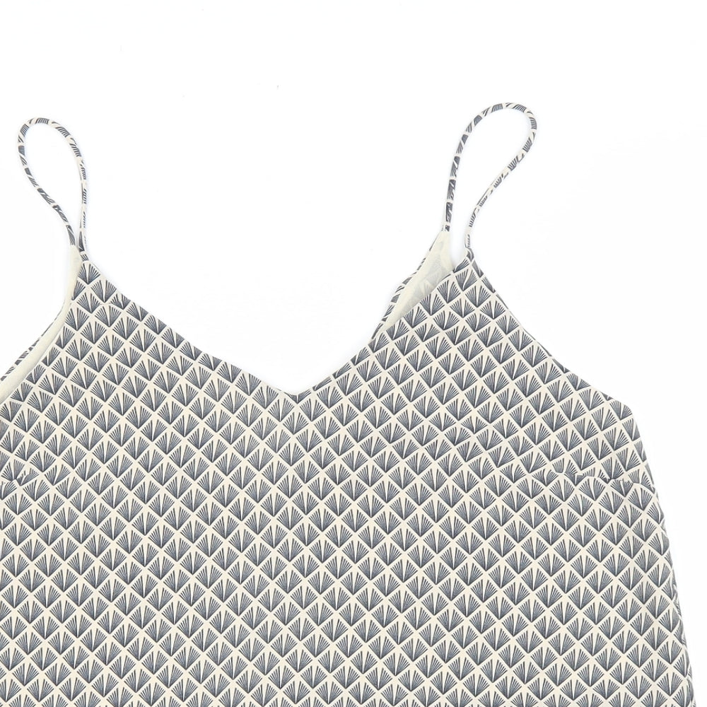 H&M Womens Blue Geometric Polyester Camisole Tank Size 8 V-Neck