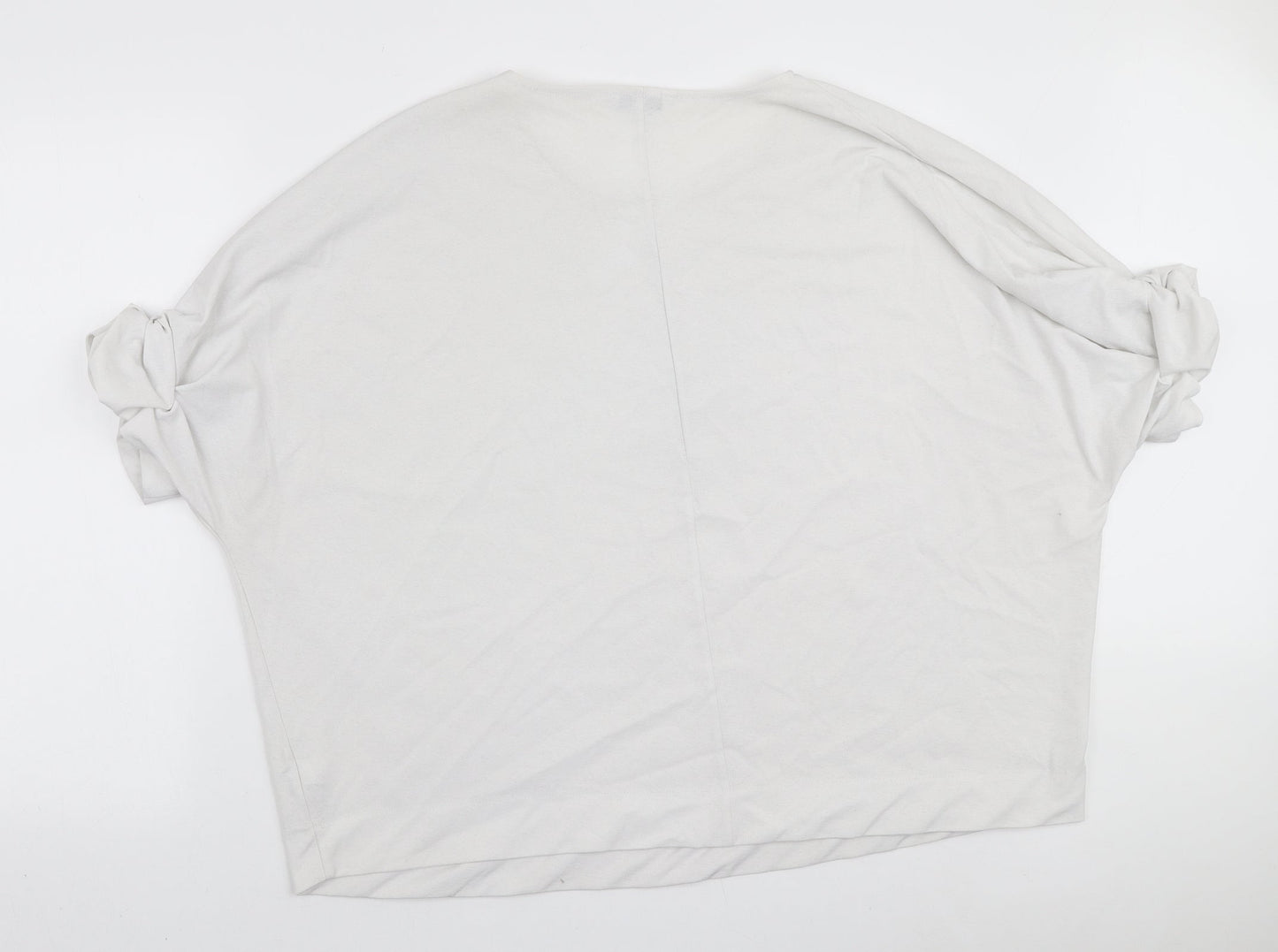 NEXT Womens White Polyester Basic T-Shirt Size 22 Round Neck - Ruched Sleeves