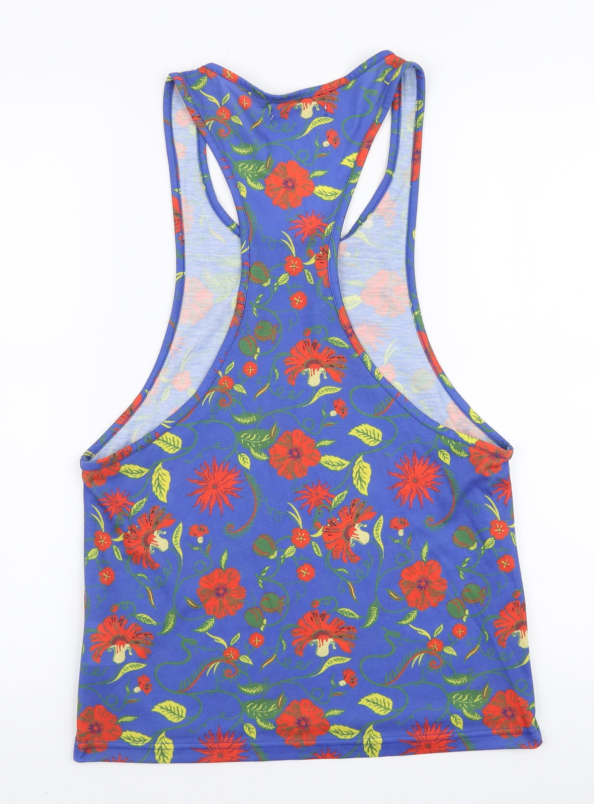 Night Addict Womens Blue Floral Polyester Basic Tank Size XS Scoop Neck
