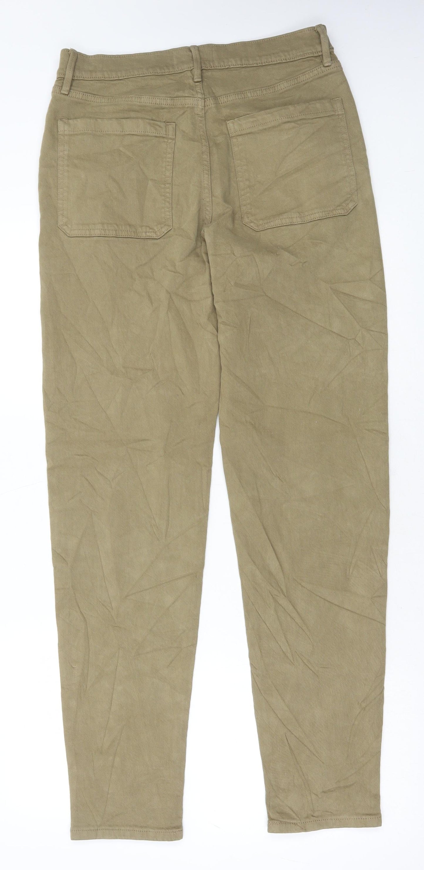 Marks and Spencer Womens Beige Cotton Chino Trousers Size 30 in L33 in Regular Button