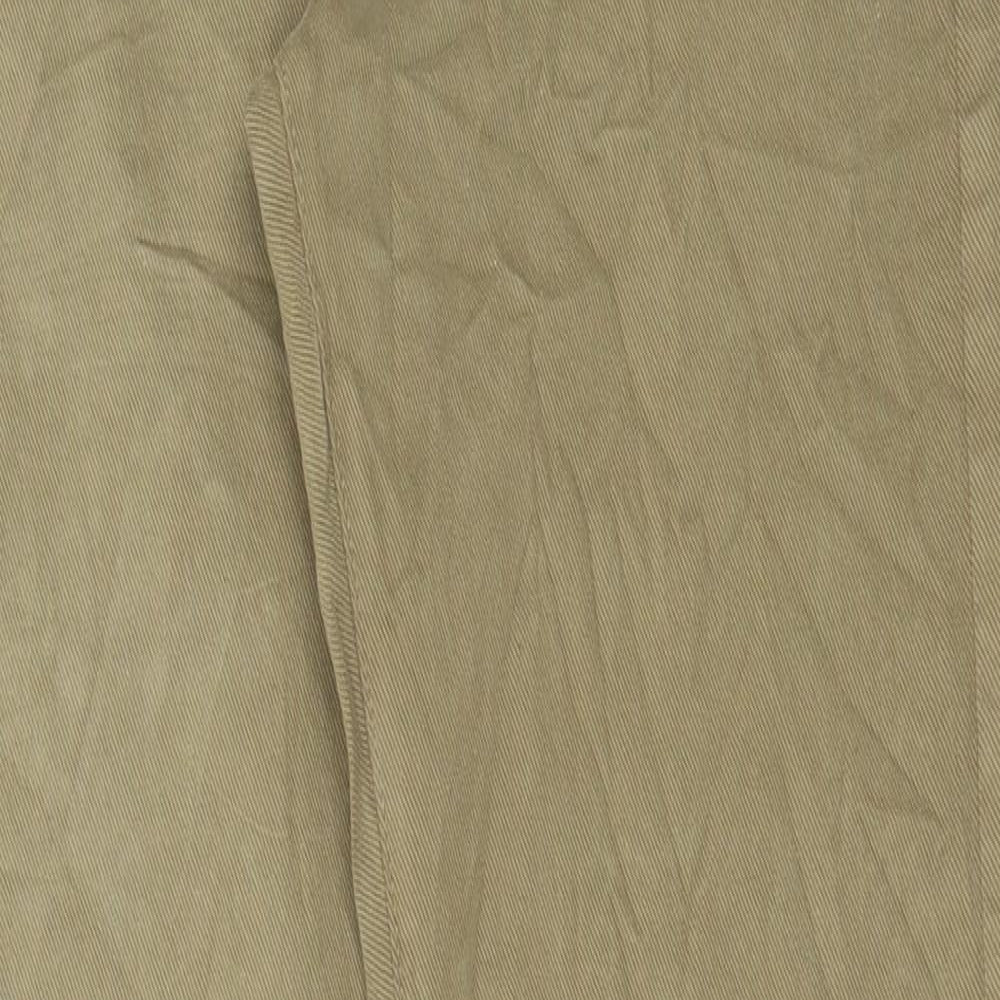 Marks and Spencer Womens Beige Cotton Chino Trousers Size 30 in L33 in Regular Button