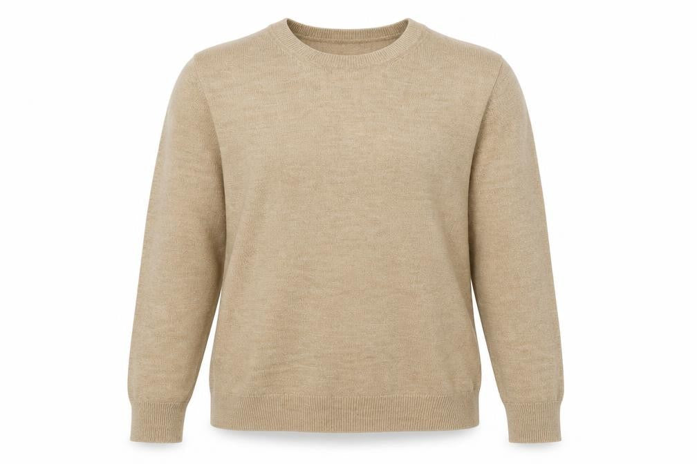 Marks and Spencer Womens Beige Round Neck Acrylic Pullover Jumper Size 14