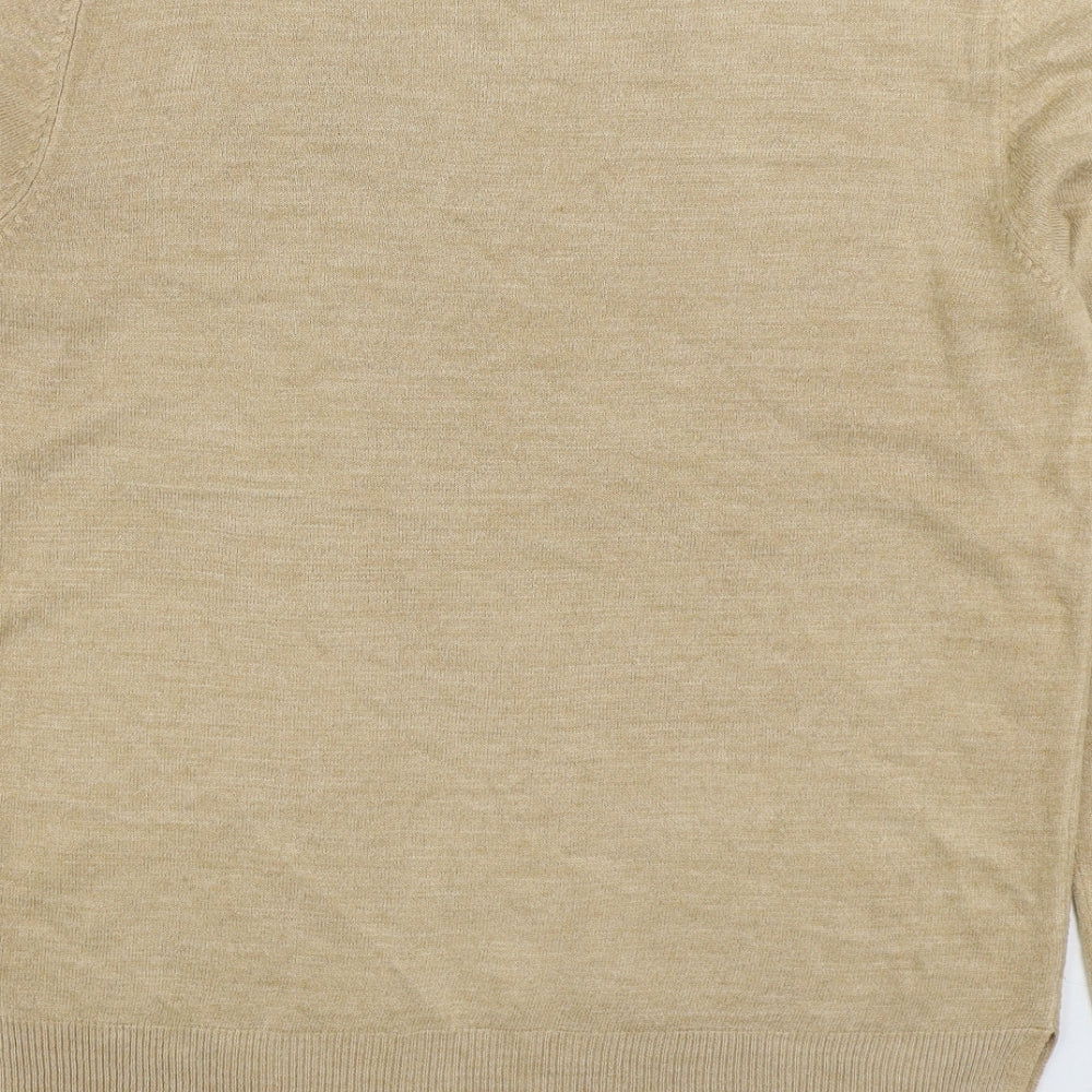 Marks and Spencer Womens Beige Round Neck Acrylic Pullover Jumper Size 14
