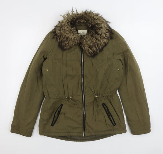 Papaya Womens Green Parka Coat Size 8 Zip
