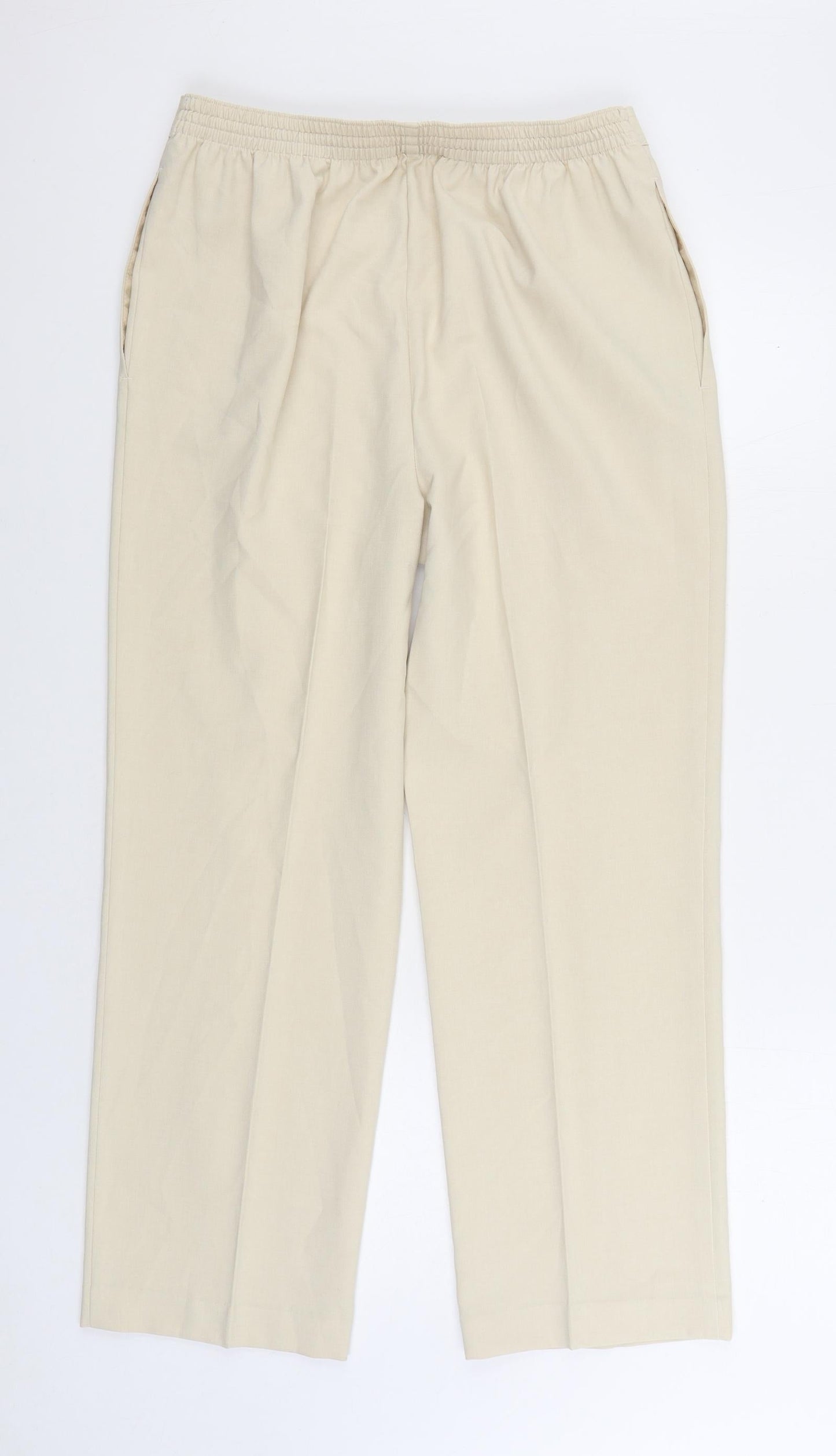 Marks and Spencer Womens Beige Polyester Trousers Size 14 L26 in Regular