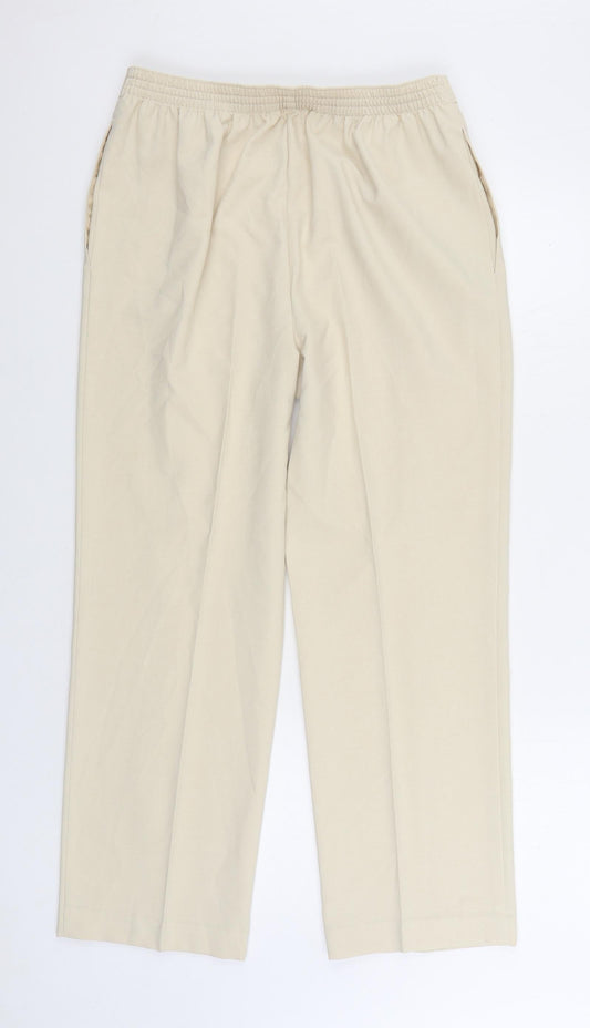 Marks and Spencer Womens Beige Polyester Trousers Size 14 L26 in Regular