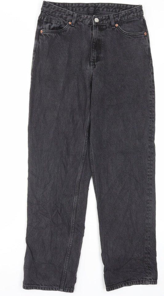 Monkl Womens Black Cotton Straight Jeans Size 28 in L30 in Regular Button