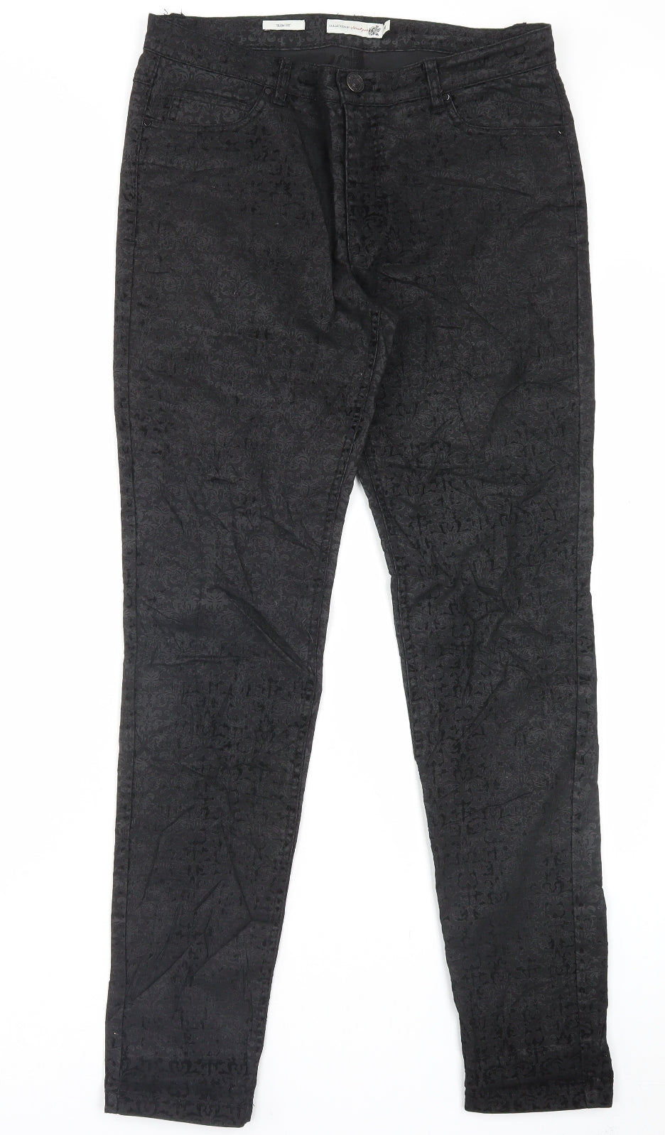 Vacknox Womens Black Paisley Cotton Straight Jeans Size 30 in L30 in Slim Button