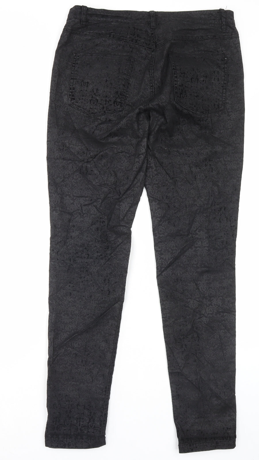 Vacknox Womens Black Paisley Cotton Straight Jeans Size 30 in L30 in Slim Button