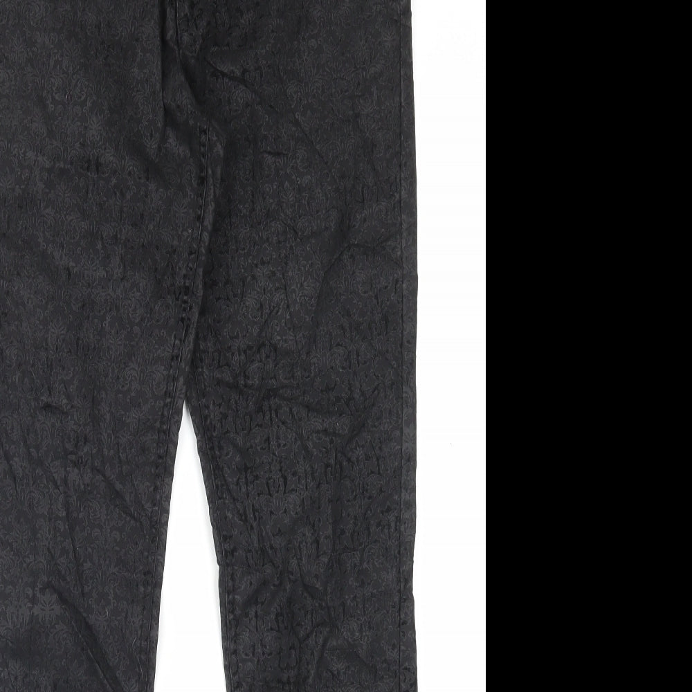 Vacknox Womens Black Paisley Cotton Straight Jeans Size 30 in L30 in Slim Button