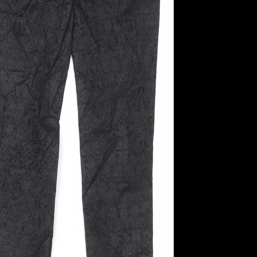 Vacknox Womens Black Paisley Cotton Straight Jeans Size 30 in L30 in Slim Button