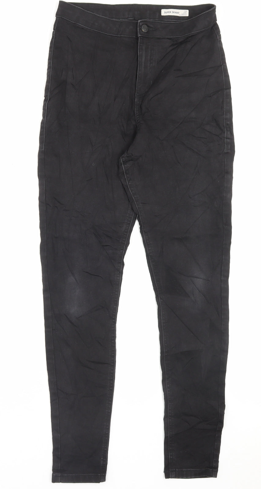 Marks and Spencer Womens Black Cotton Skinny Jeans Size 12 L30 in Regular Button