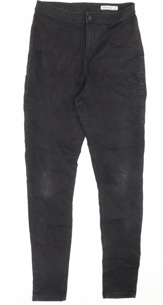 Marks and Spencer Womens Black Cotton Skinny Jeans Size 12 L30 in Regular Button