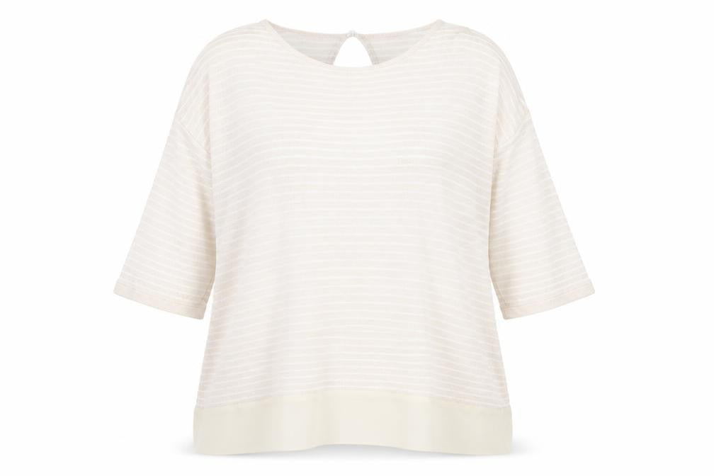 Casamia Womens Beige Crew Neck Striped Viscose Pullover Jumper Size L