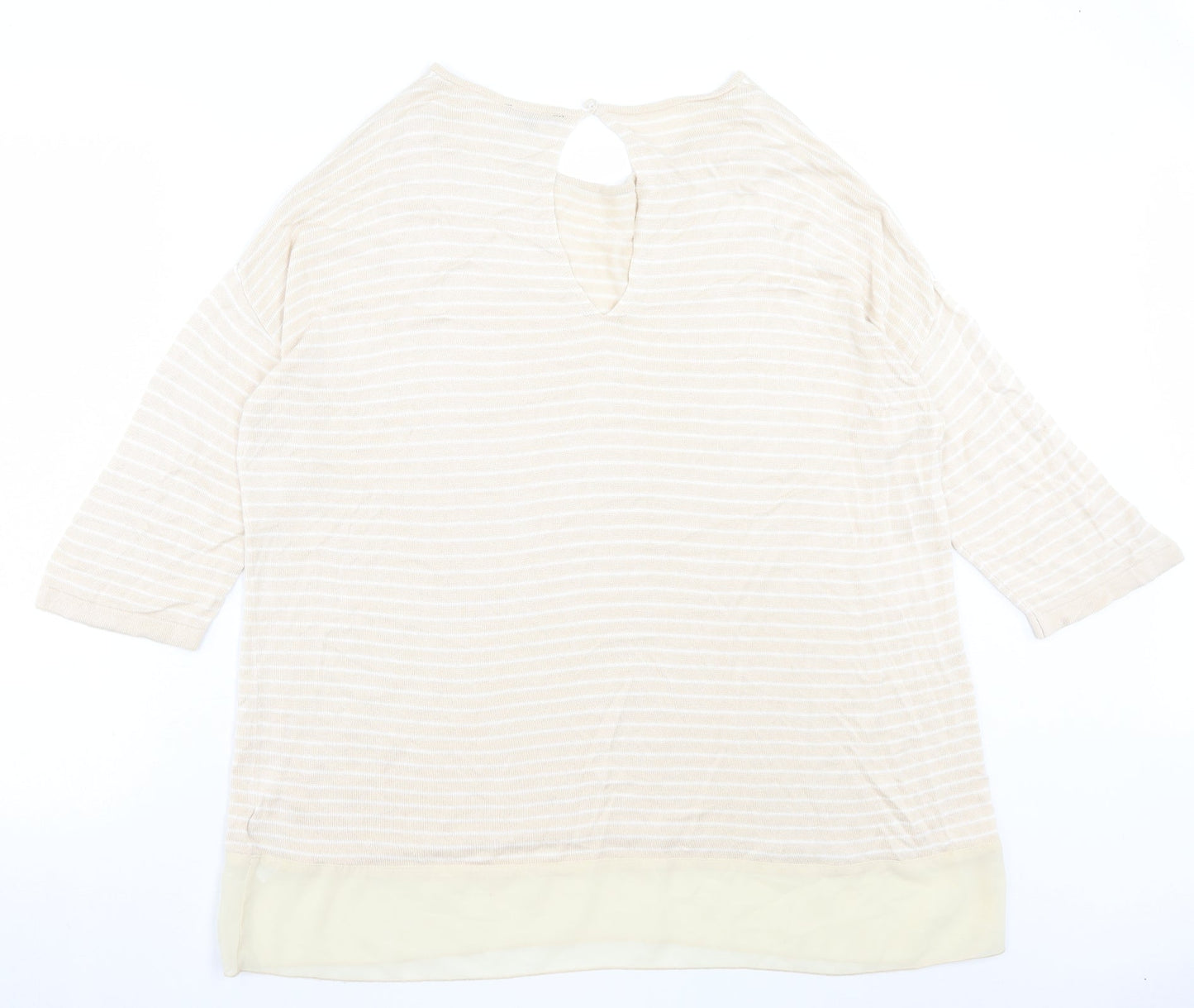 Casamia Womens Beige Crew Neck Striped Viscose Pullover Jumper Size L