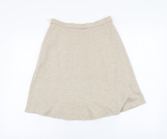 Bequem Womens Beige Acrylic A-Line Skirt Size 8 Zip