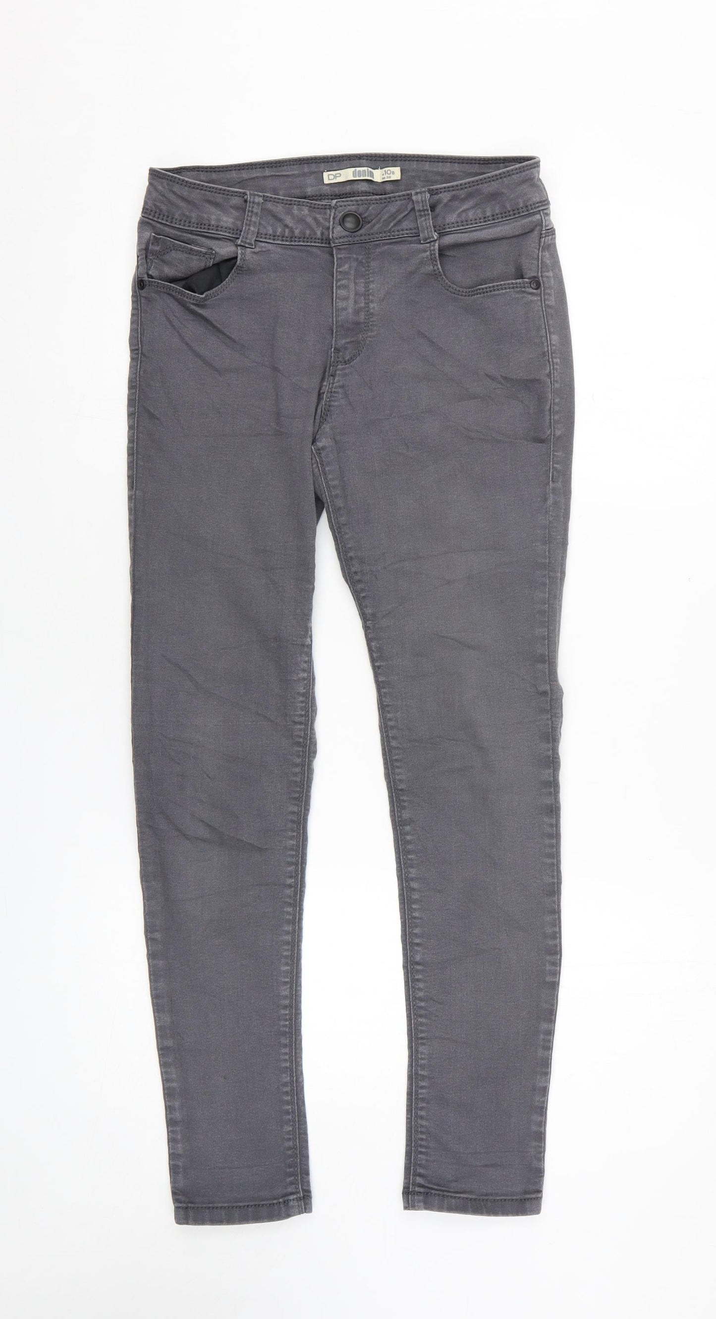 Dorothy Perkins Womens Grey Cotton Skinny Jeans Size 10 L26.5 in Regular Zip