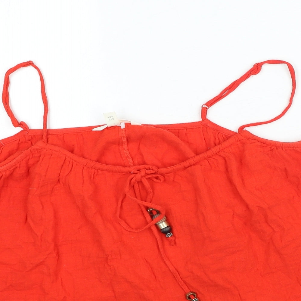 H&M Womens Red 100% Cotton Camisole Tank Size M Scoop Neck