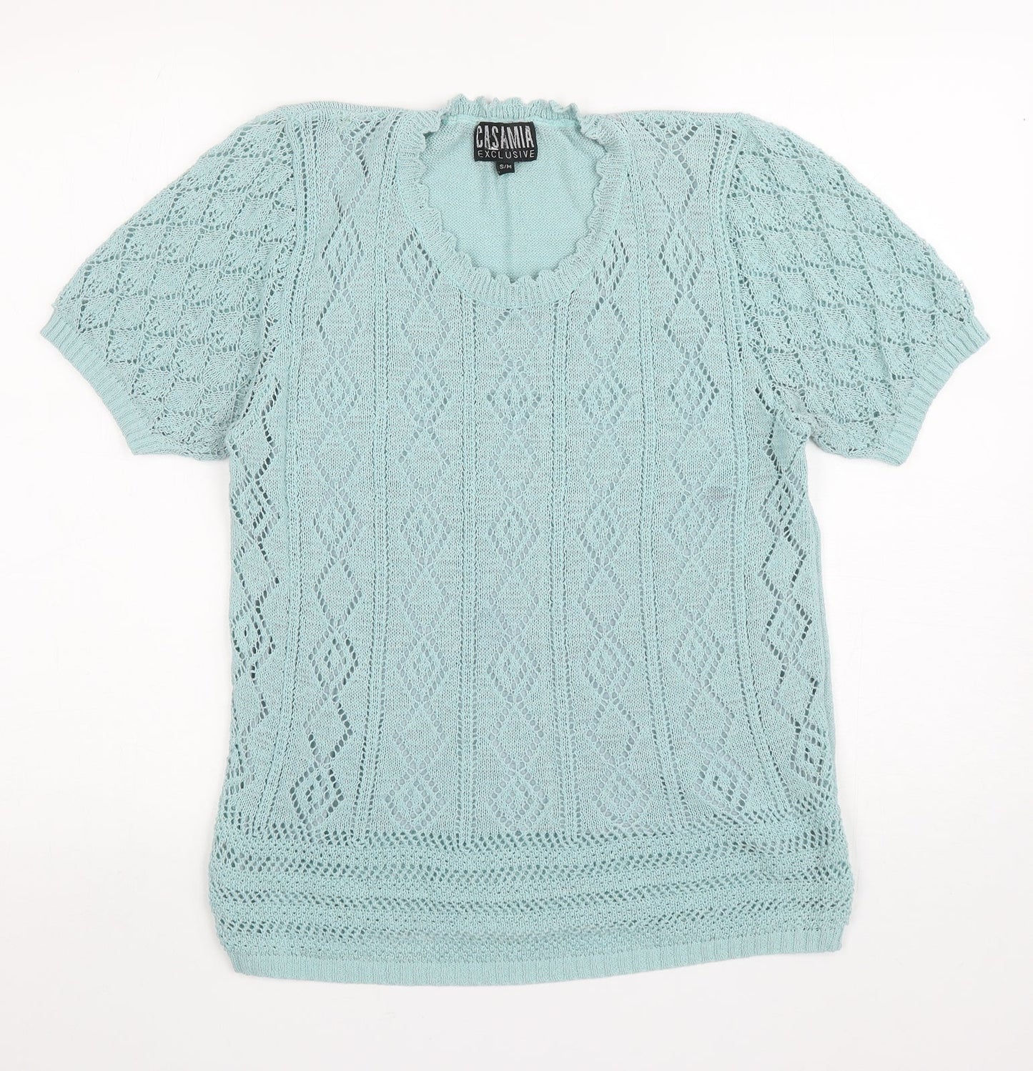 Casamia Womens Blue Round Neck Polyester Pullover Jumper Size S