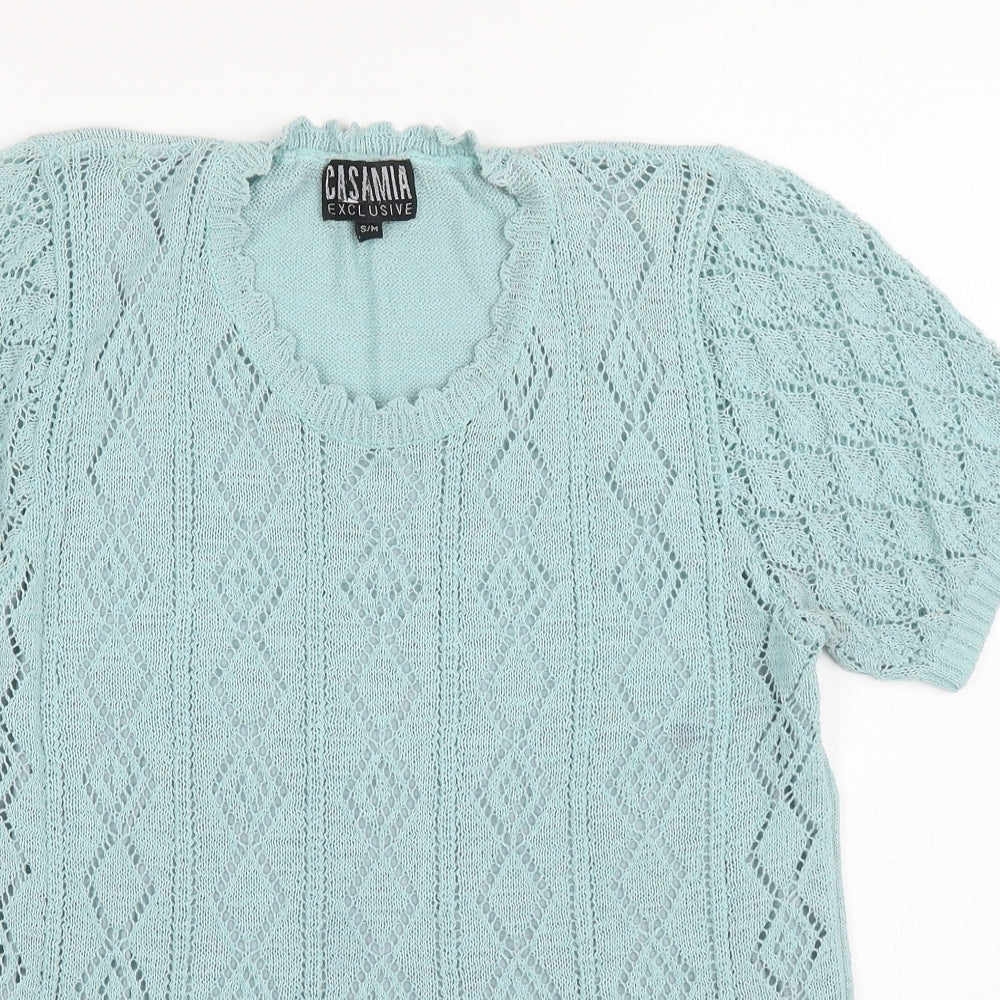 Casamia Womens Blue Round Neck Polyester Pullover Jumper Size S