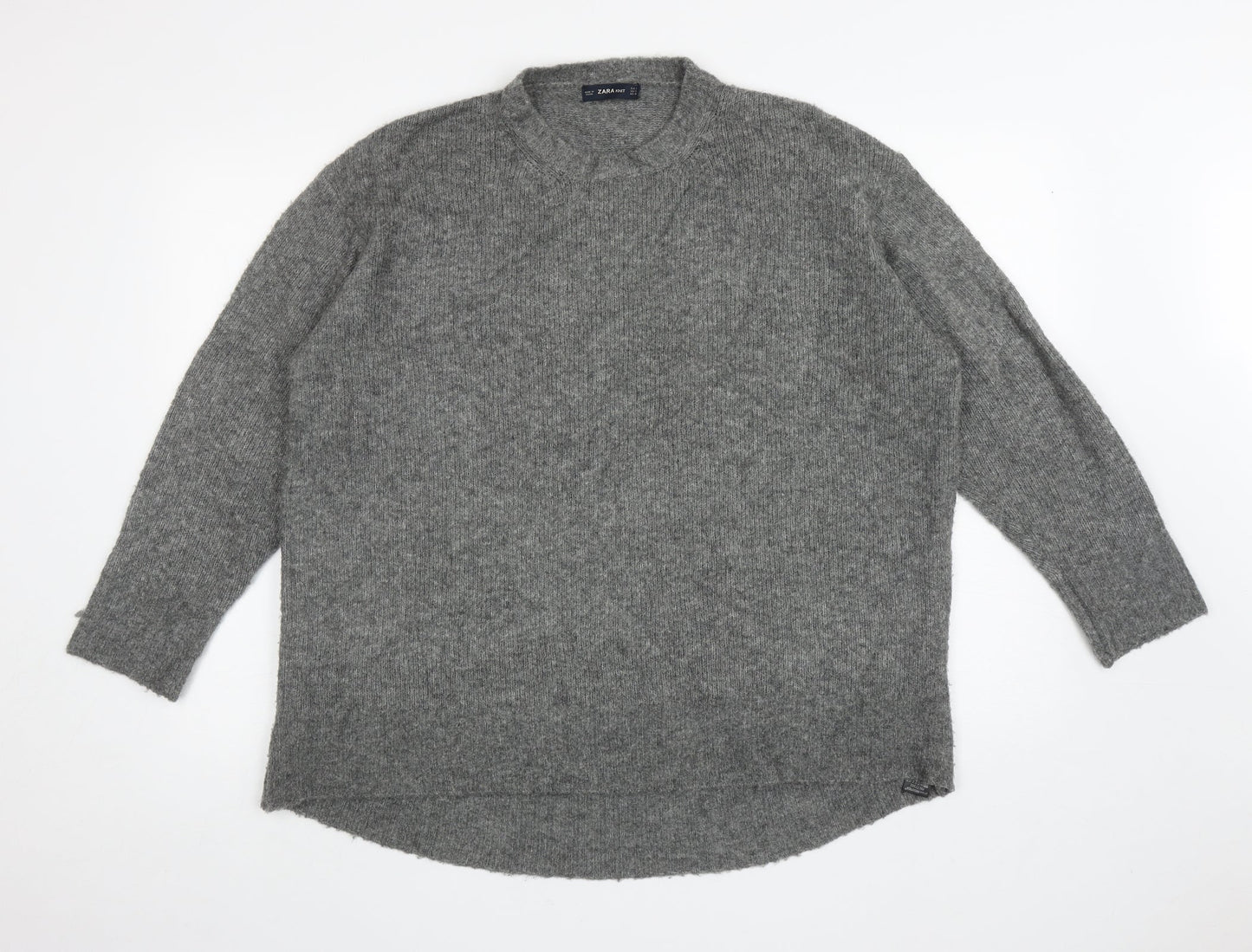 Zara Womens Grey Round Neck Acrylic Pullover Jumper Size S