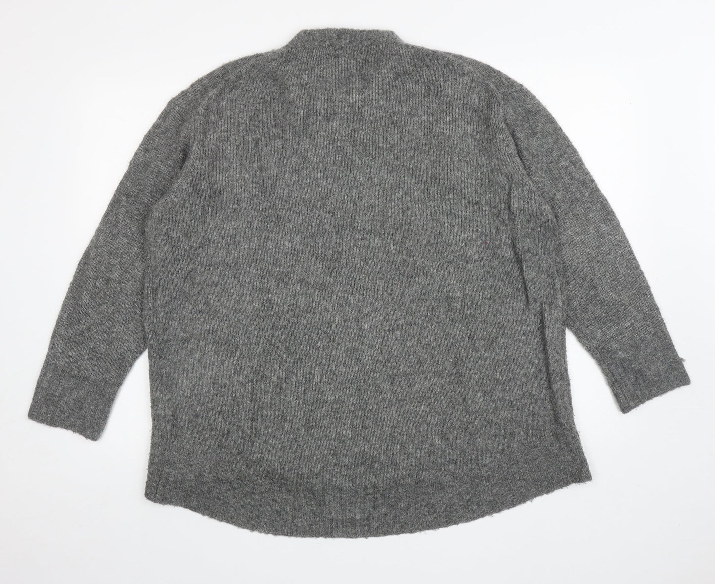 Zara Womens Grey Round Neck Acrylic Pullover Jumper Size S