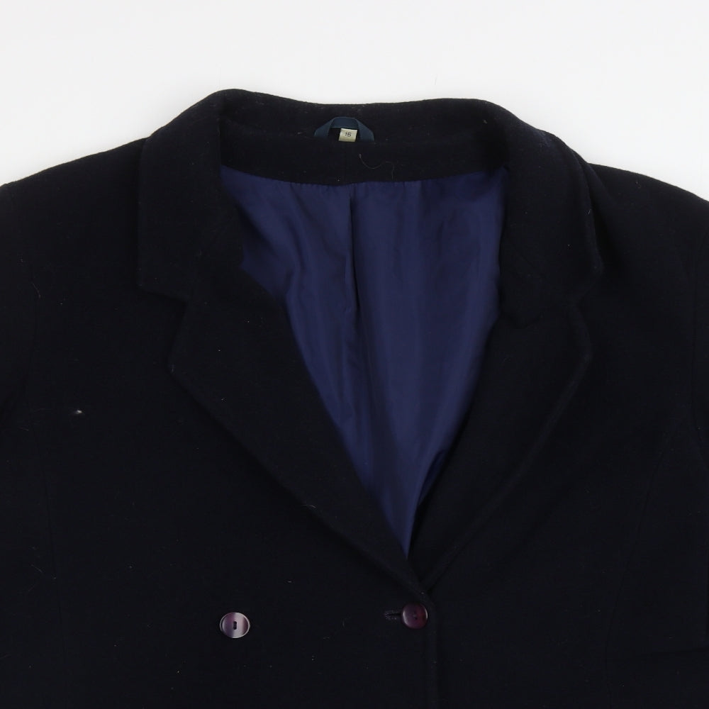 Preworn Womens Blue Pea Coat Coat Size 16 Button