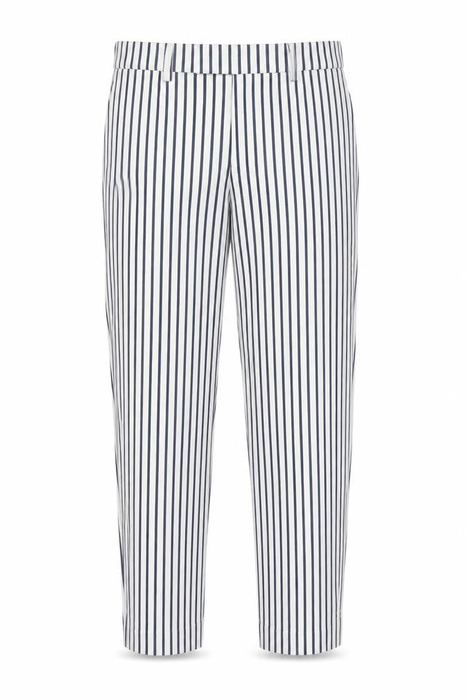 H&M Womens White Striped Cotton Carrot Trousers Size 8 L26.5 in Regular Zip