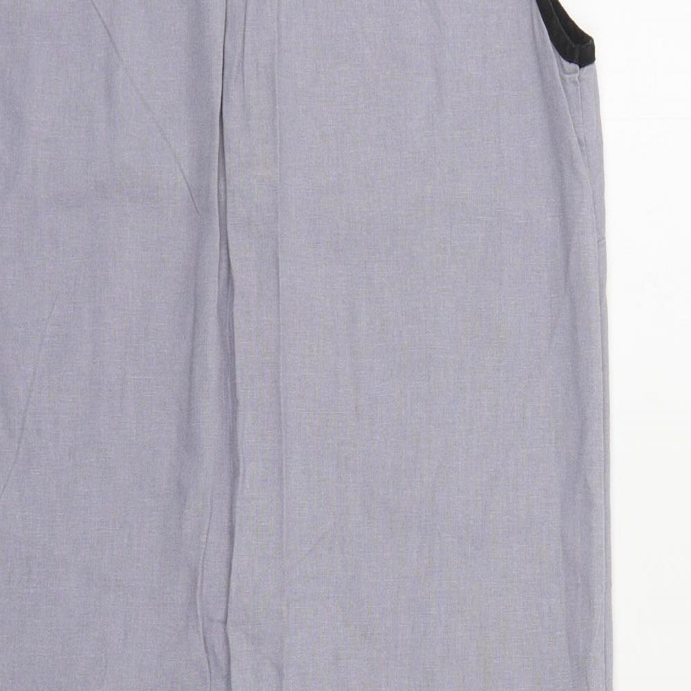 NEXT Womens Grey Colourblock Linen Shift Size 10 V-Neck Pullover