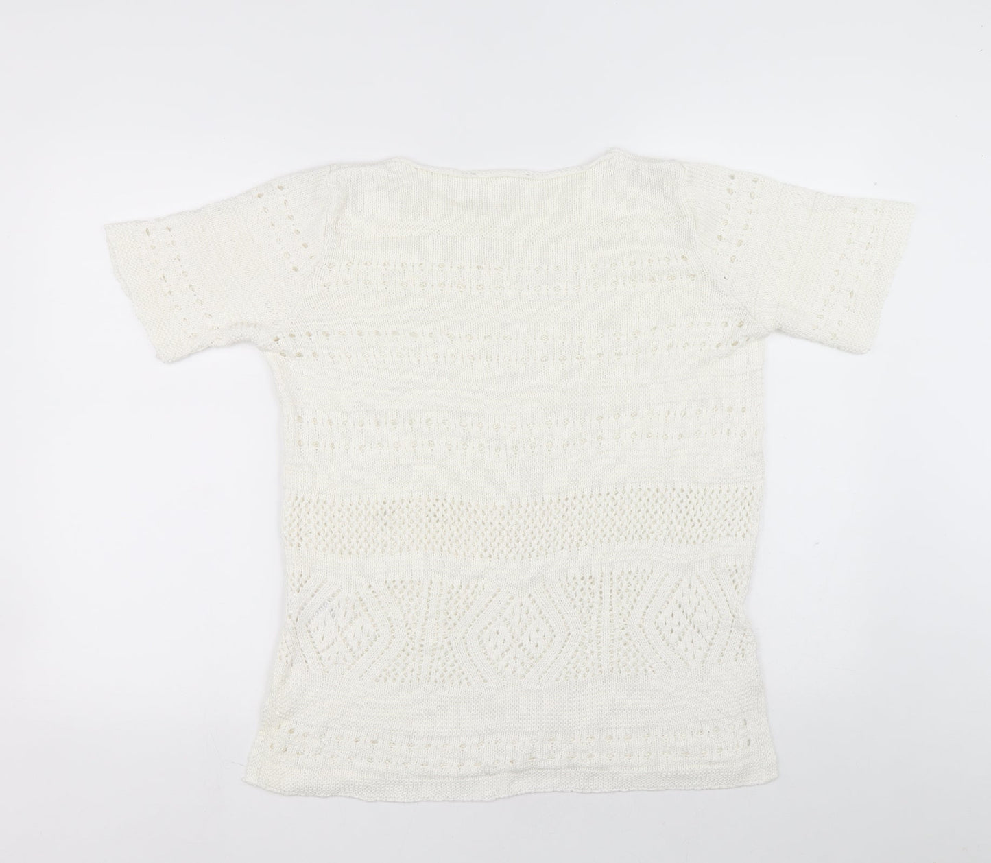 Preworn Womens White Boat Neck Acrylic Pullover Jumper Size 14