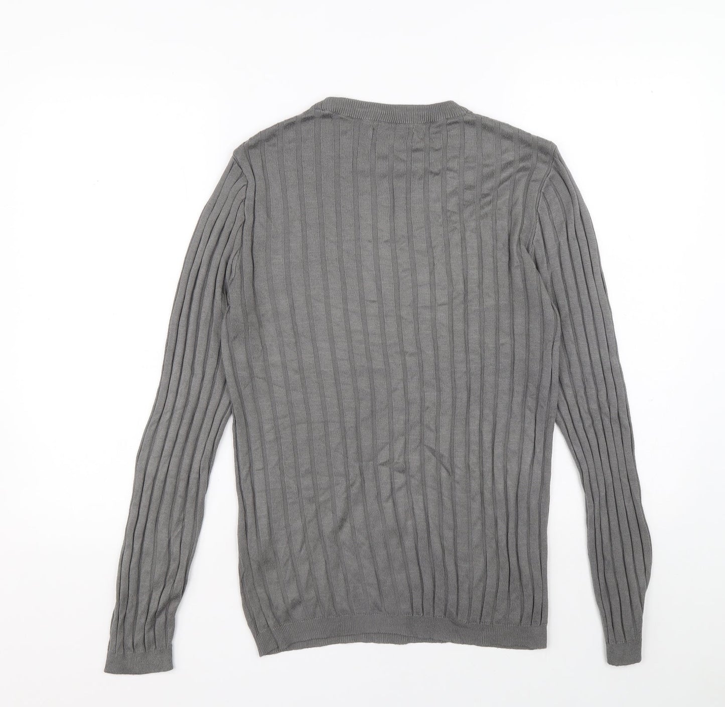 River Island Womens Grey Round Neck Viscose Pullover Jumper Size S - Ribbed fabric