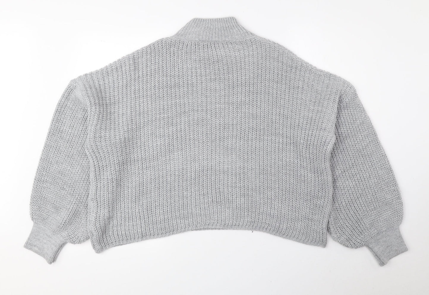 Boohoo Womens Grey Mock Neck Acrylic Pullover Jumper Size M
