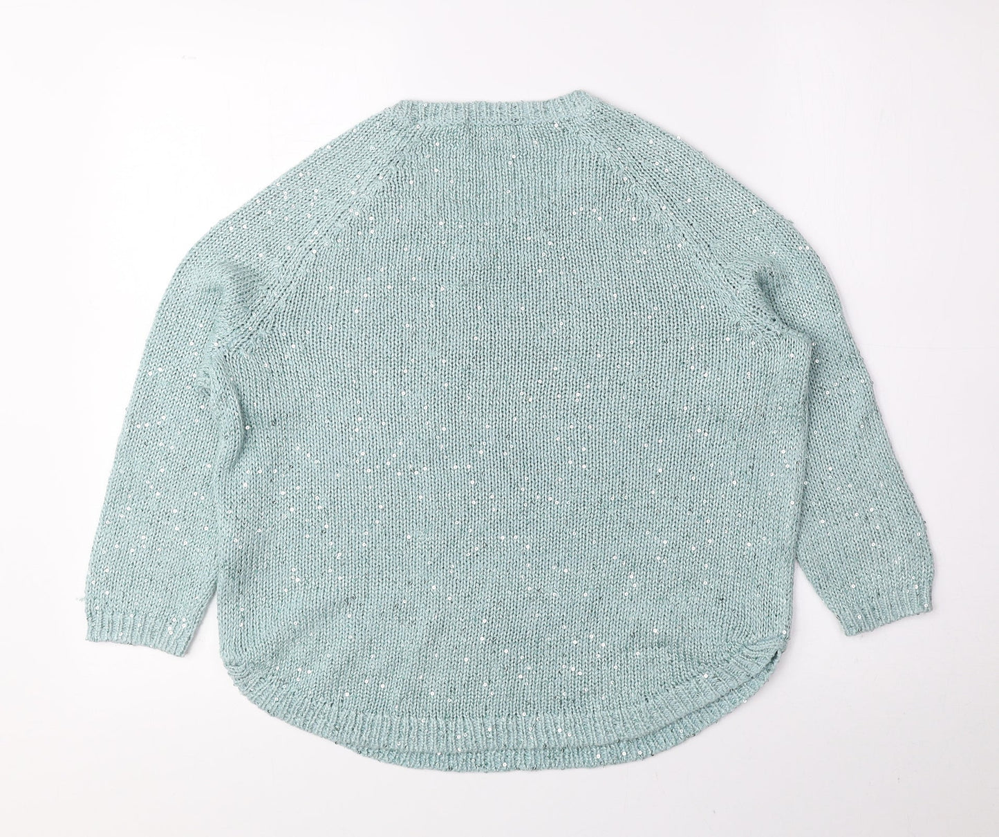 Marks and Spencer Womens Green Round Neck Cotton Pullover Jumper Size 10