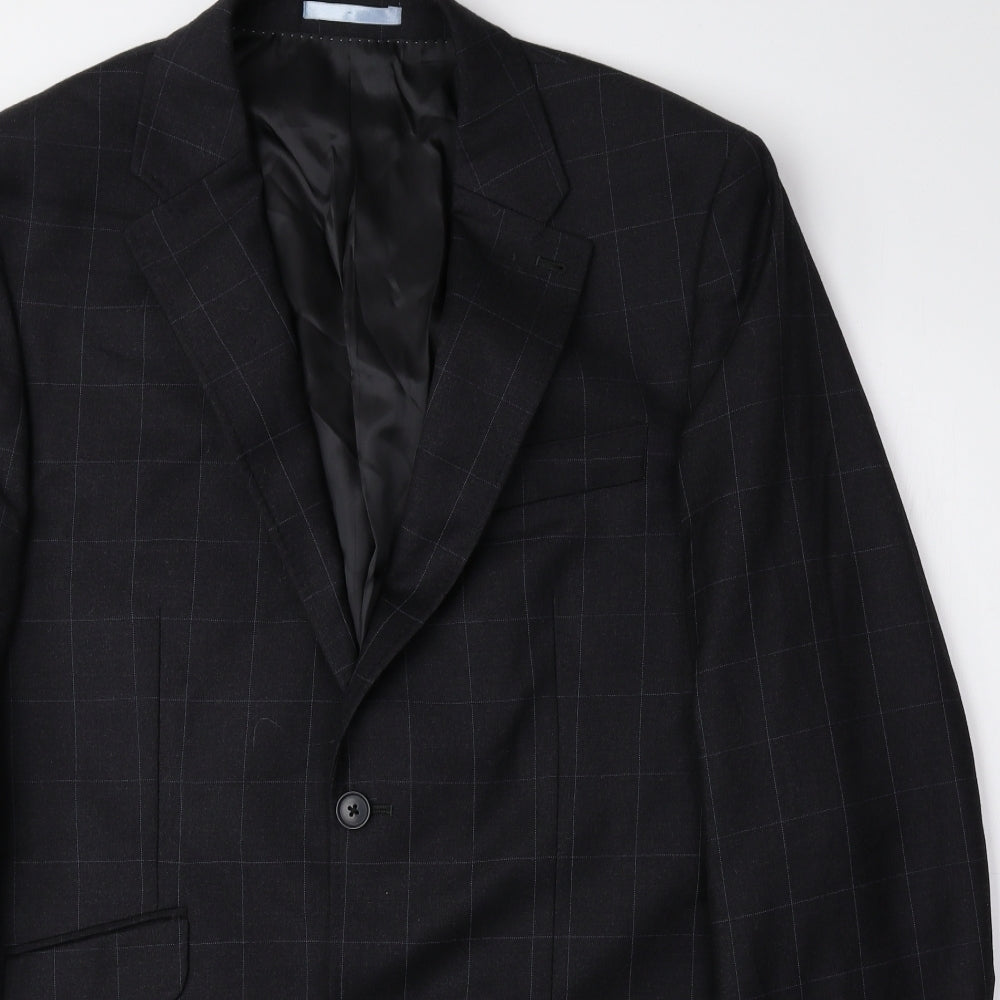 NEXT Mens Grey Check Wool Jacket Suit Jacket Size 44