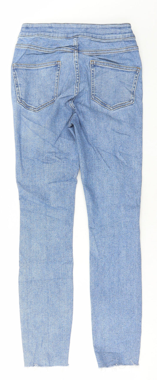 Preworn Womens Blue Cotton Skinny Jeans Size 26 in L26 in Regular Button
