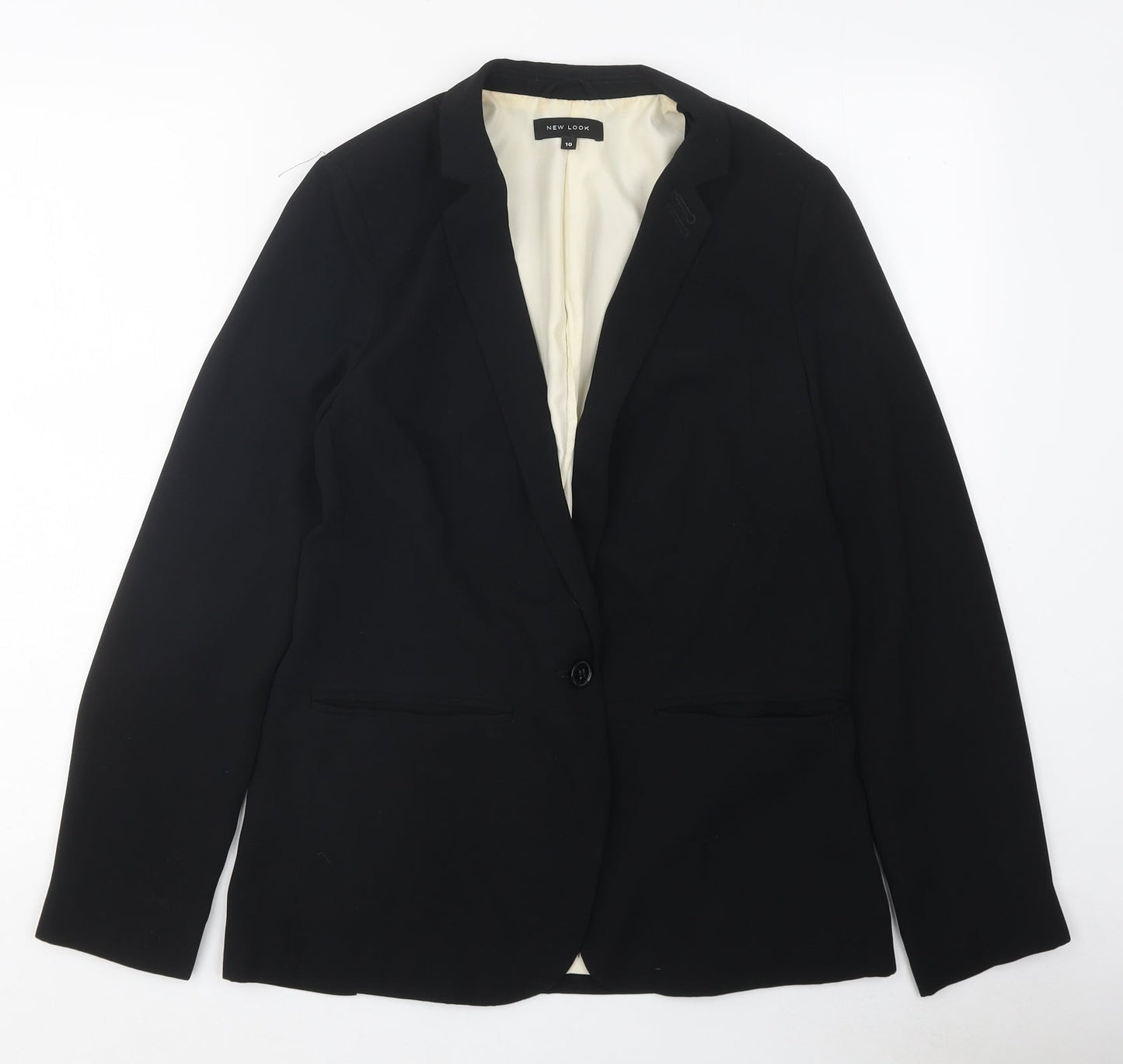 New Look Womens Black Jacket Blazer Size 10 Button