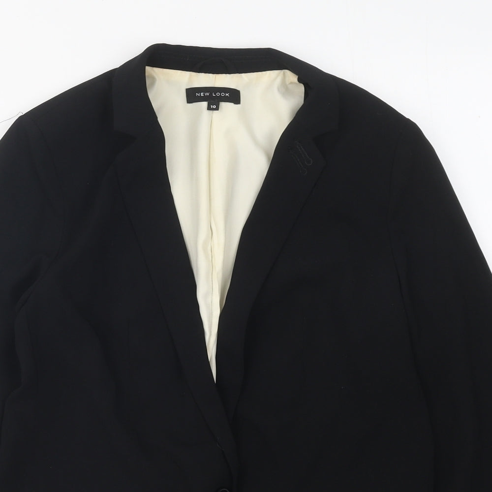 New Look Womens Black Jacket Blazer Size 10 Button