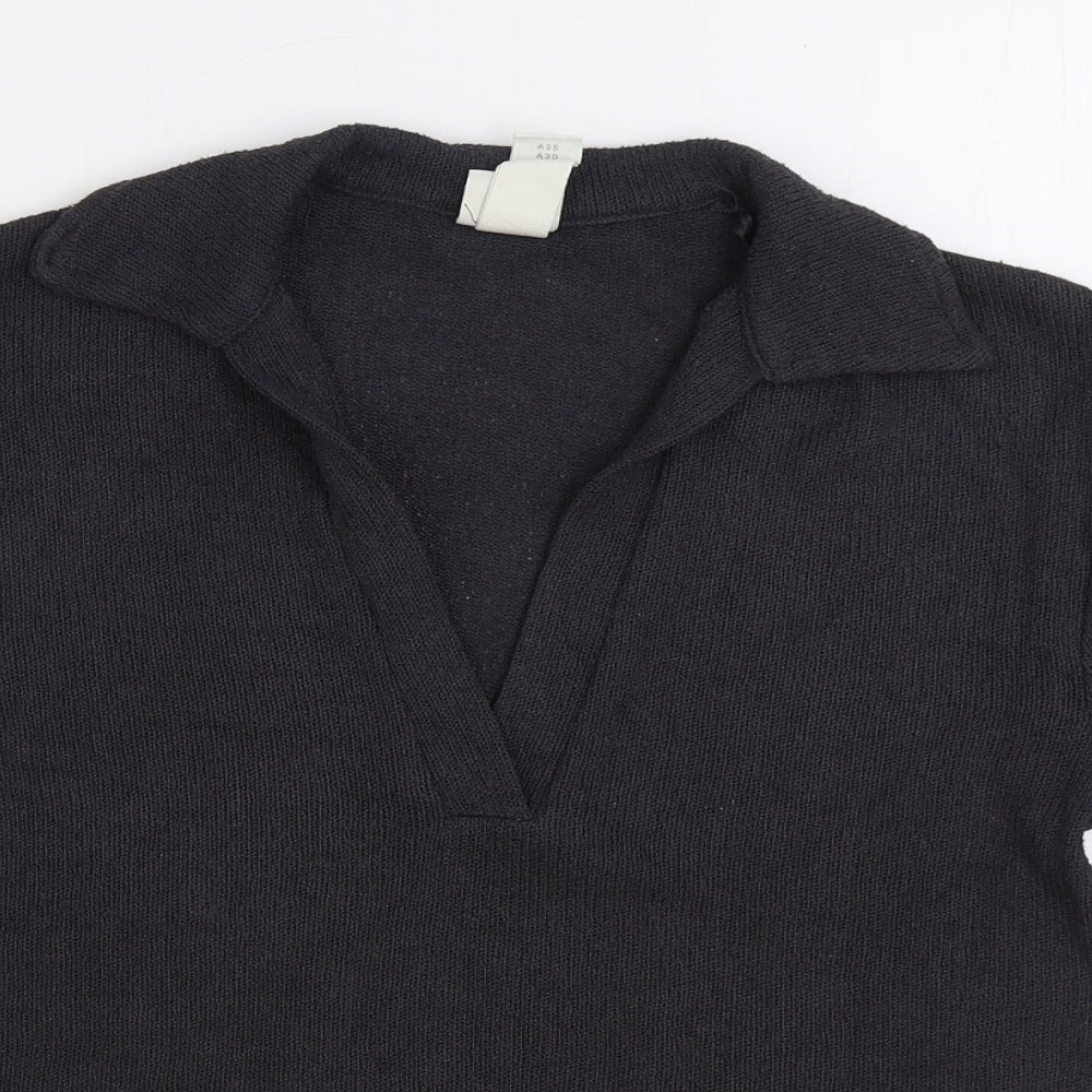 H&M Womens Grey V-Neck Viscose Pullover Jumper Size XS