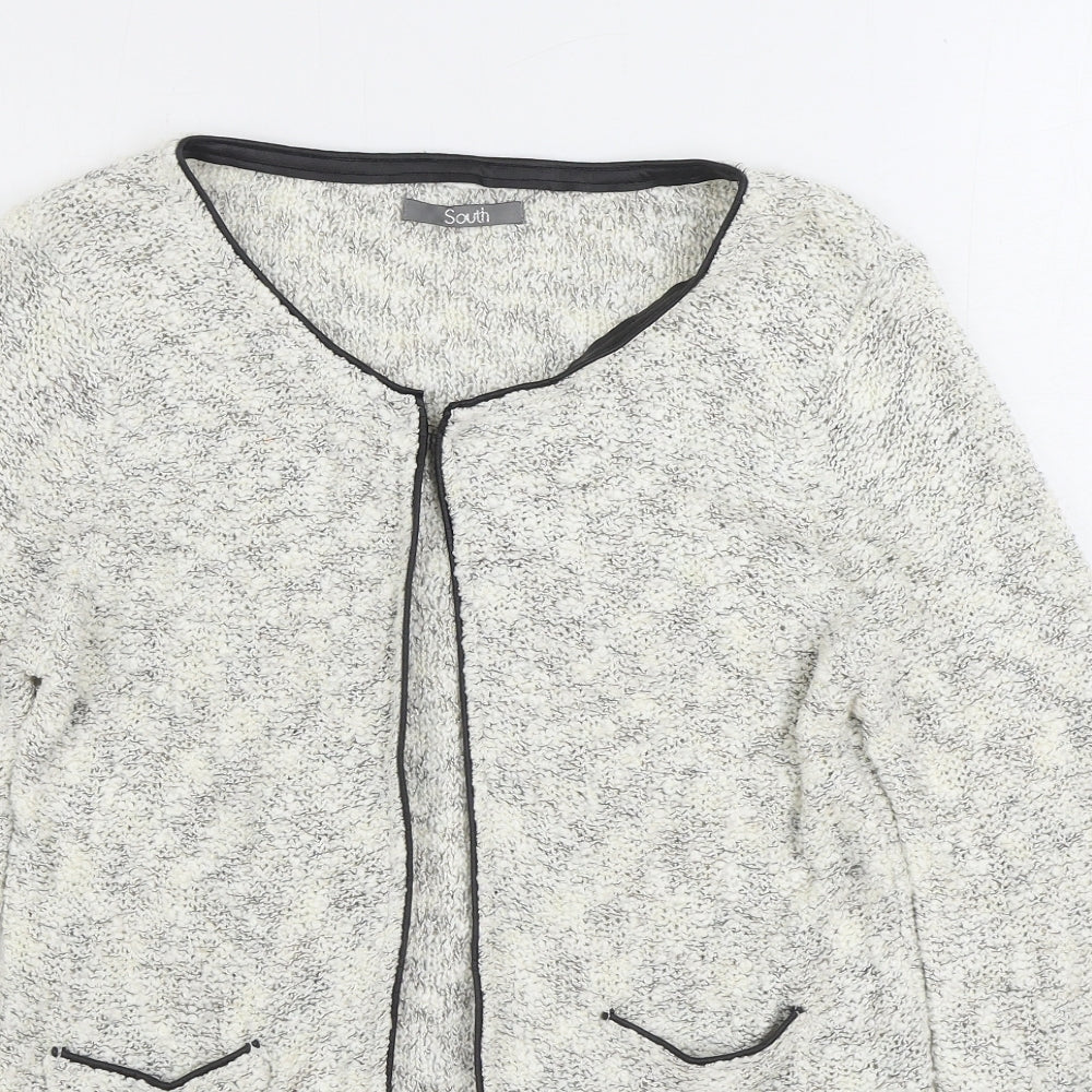 South Womens Grey Round Neck Viscose Cardigan Jumper Size 12