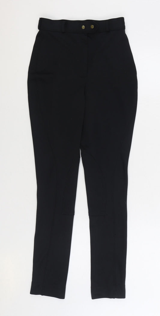 Harry Hall Womens Black Polyester Carrot Trousers Size 28 in L30 in Regular Zip - Equine