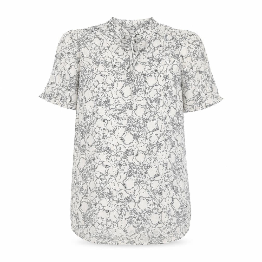 Marks and Spencer Womens White Floral Viscose Basic Blouse Size 6 V-Neck