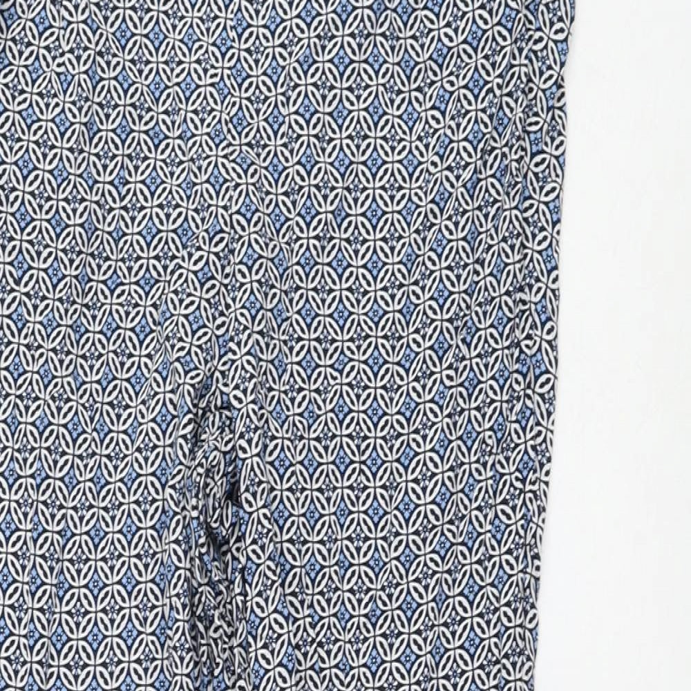 Marks and Spencer Womens Blue Geometric Viscose Capri Trousers Size 8 L28 in Regular