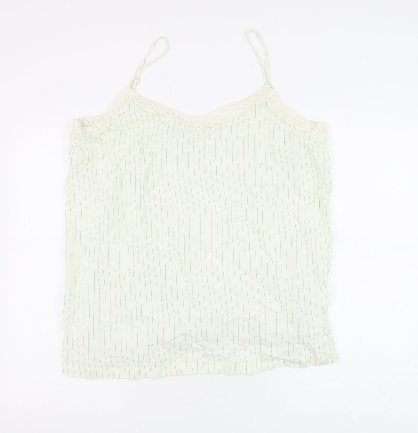 Marks and Spencer Womens White Striped Viscose Camisole Tank Size 20 V-Neck