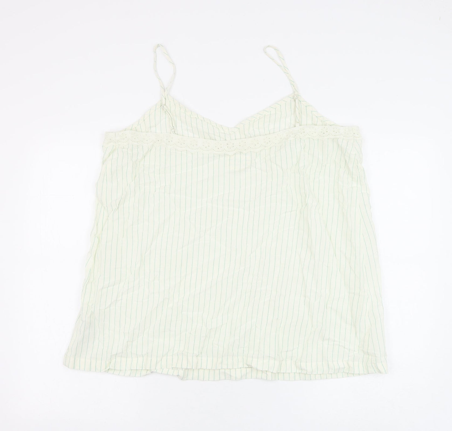 Marks and Spencer Womens White Striped Viscose Camisole Tank Size 20 V-Neck