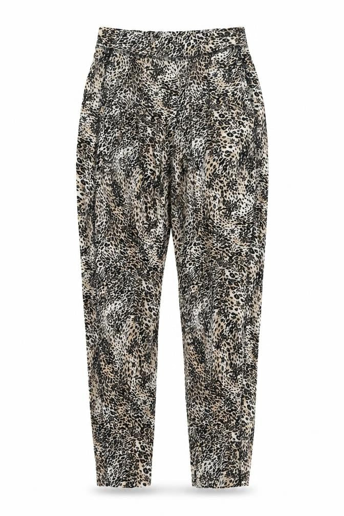 Marks and Spencer Womens Beige Animal Print Viscose Jogger Trousers Size 8 L26 in Regular