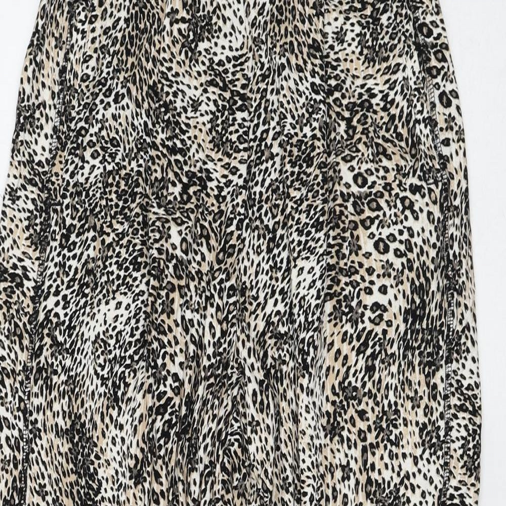 Marks and Spencer Womens Beige Animal Print Viscose Jogger Trousers Size 8 L26 in Regular