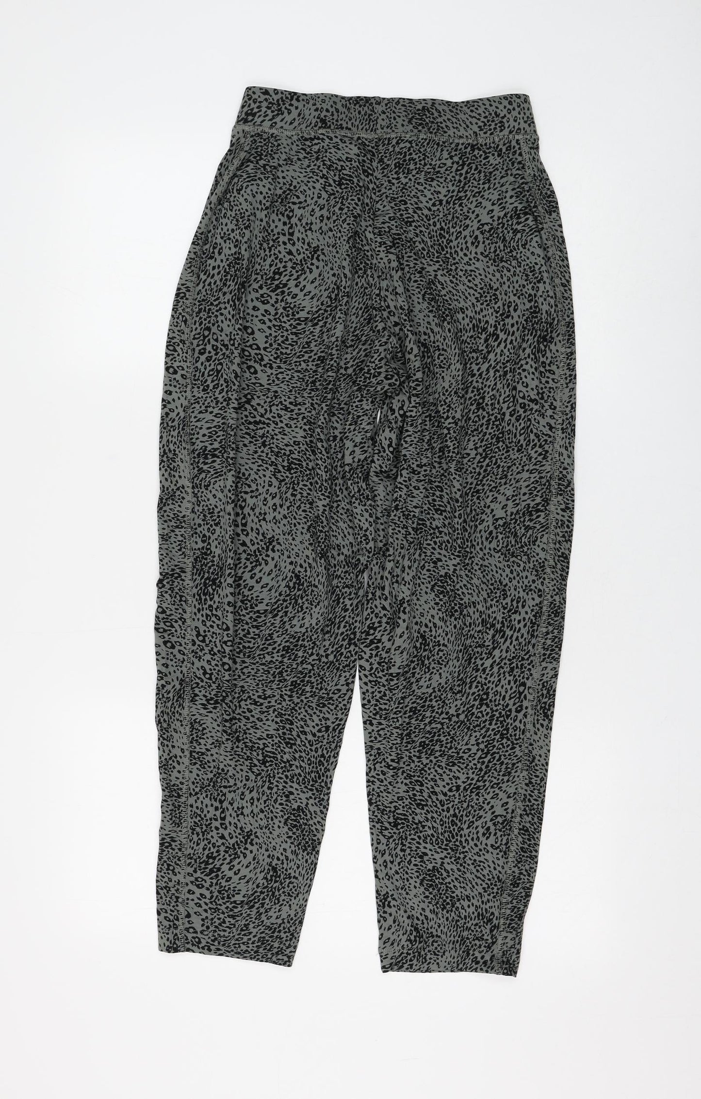 Marks and Spencer Womens Green Animal Print Viscose Jogger Trousers Size 6 L25 in Regular